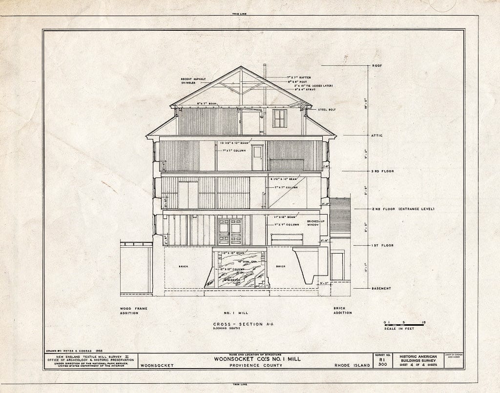 Blueprint HABS RI,4-Woon,2- (Sheet 4 of 4) - Woonsocket Company, Number 1 Mill, 100 Front Street, Woonsocket, Providence County, RI