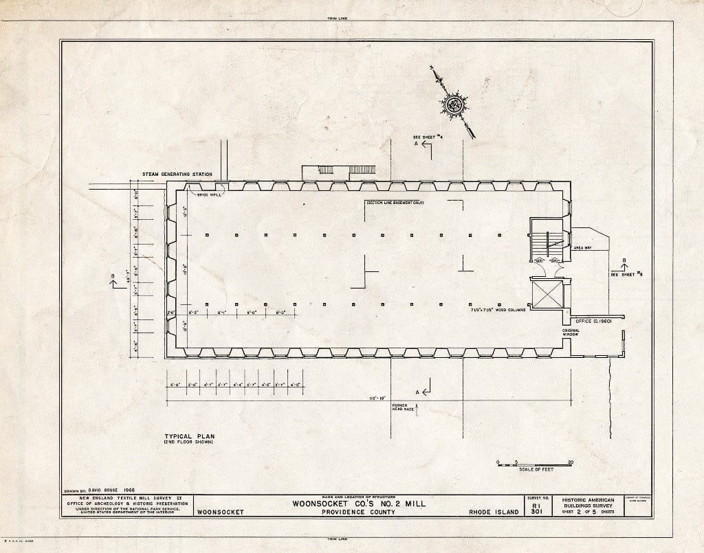Blueprint HABS RI,4-Woon,3- (Sheet 2 of 5) - Woonsocket Company, Number 2 Mill, 115 Front Street, Woonsocket, Providence County, RI