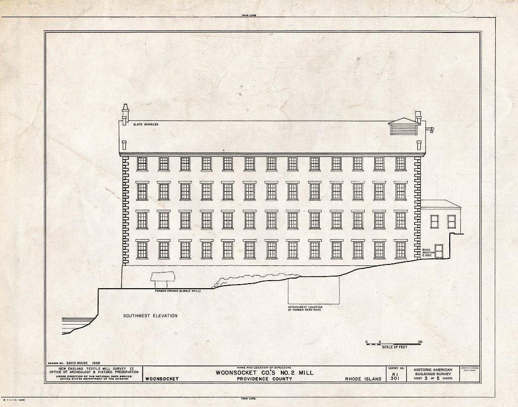 Blueprint HABS RI,4-Woon,3- (Sheet 3 of 5) - Woonsocket Company, Number 2 Mill, 115 Front Street, Woonsocket, Providence County, RI