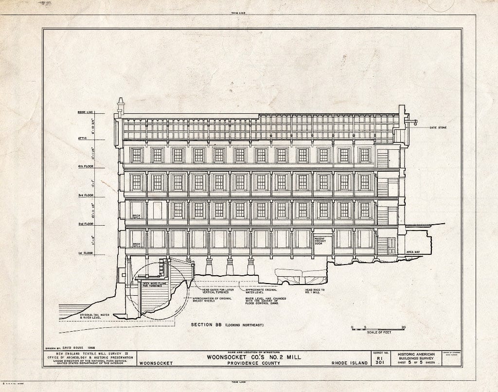 Blueprint HABS RI,4-Woon,3- (Sheet 5 of 5) - Woonsocket Company, Number 2 Mill, 115 Front Street, Woonsocket, Providence County, RI