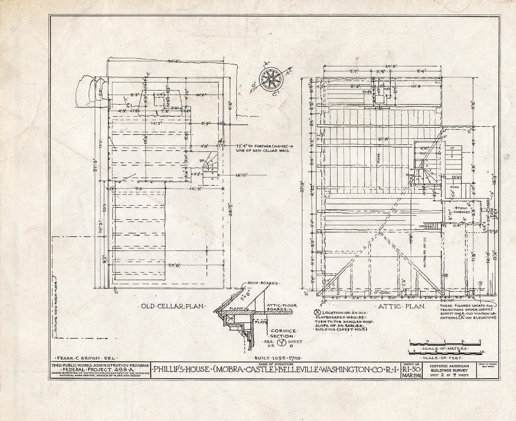 Blueprint HABS RI,5-BELVI,1- (Sheet 2 of 9) - Samuel Phillips House, Tower Hill Road (U.S. Route 1), Belleville, Washington County, RI