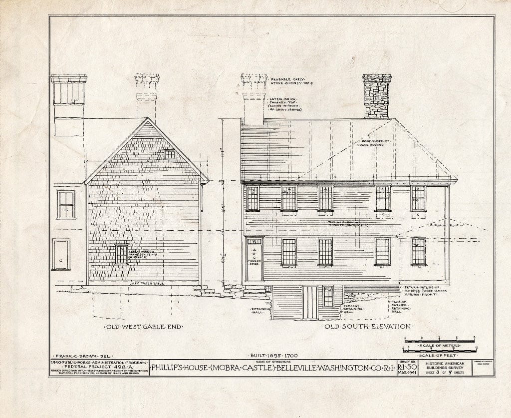 Blueprint HABS RI,5-BELVI,1- (Sheet 3 of 9) - Samuel Phillips House, Tower Hill Road (U.S. Route 1), Belleville, Washington County, RI