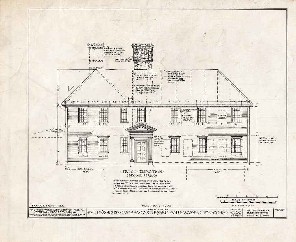 Blueprint HABS RI,5-BELVI,1- (Sheet 4 of 9) - Samuel Phillips House, Tower Hill Road (U.S. Route 1), Belleville, Washington County, RI