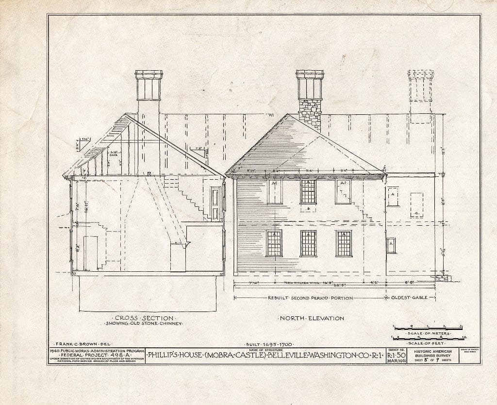Blueprint HABS RI,5-BELVI,1- (Sheet 5 of 9) - Samuel Phillips House, Tower Hill Road (U.S. Route 1), Belleville, Washington County, RI