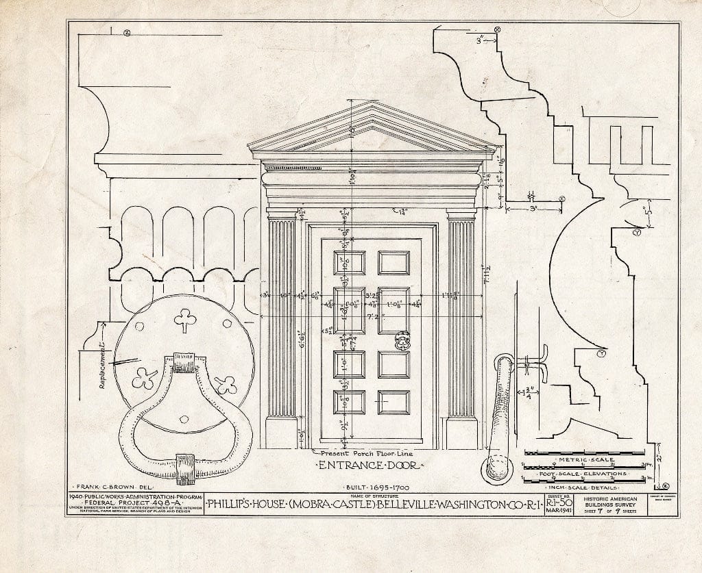 Blueprint HABS RI,5-BELVI,1- (Sheet 7 of 9) - Samuel Phillips House, Tower Hill Road (U.S. Route 1), Belleville, Washington County, RI