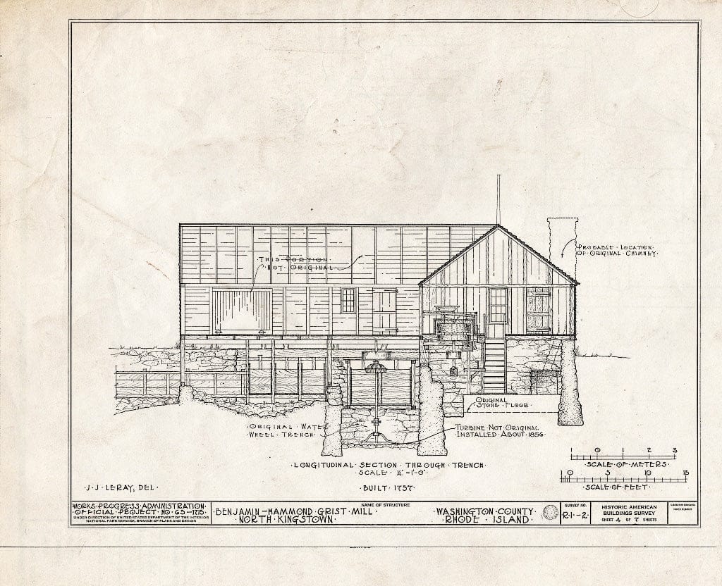 Blueprint HABS RI,5-KINGN,2- (Sheet 4 of 7) - Benjamin Hammond Grist Mill, Hammond Hill Road, Kingston, Washington County, RI