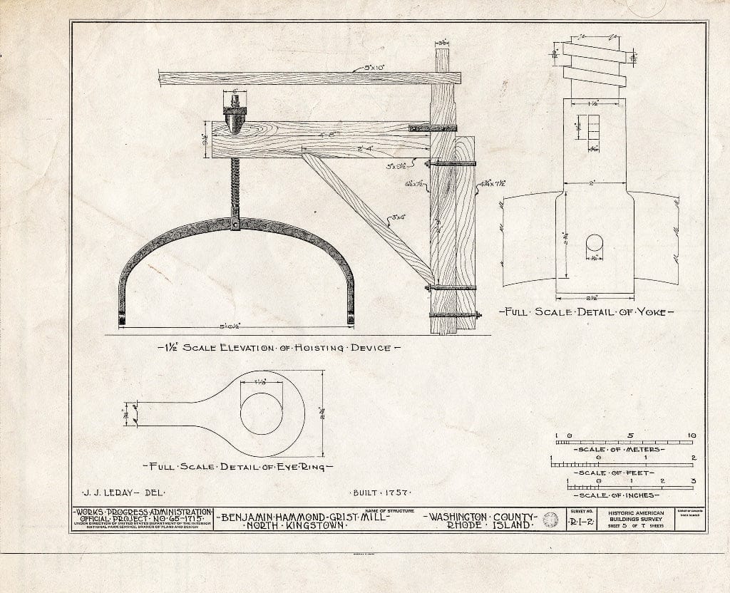 Blueprint HABS RI,5-KINGN,2- (Sheet 5 of 7) - Benjamin Hammond Grist Mill, Hammond Hill Road, Kingston, Washington County, RI