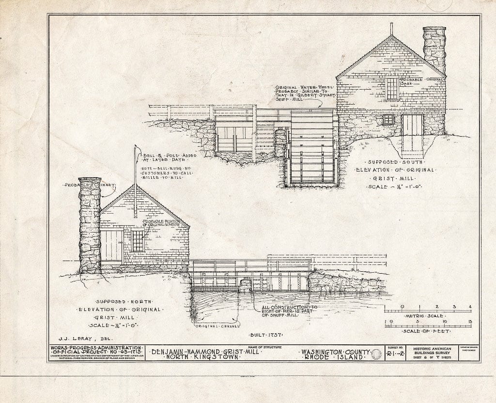Blueprint HABS RI,5-KINGN,2- (Sheet 6 of 7) - Benjamin Hammond Grist Mill, Hammond Hill Road, Kingston, Washington County, RI