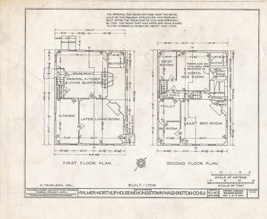 Blueprint HABS RI,5-KINGN,4- (Sheet 1 of 12) - Palmer Northrup House, 7919 Post Road (U.S. Route Alternate 1), Kingston, Washington County, RI