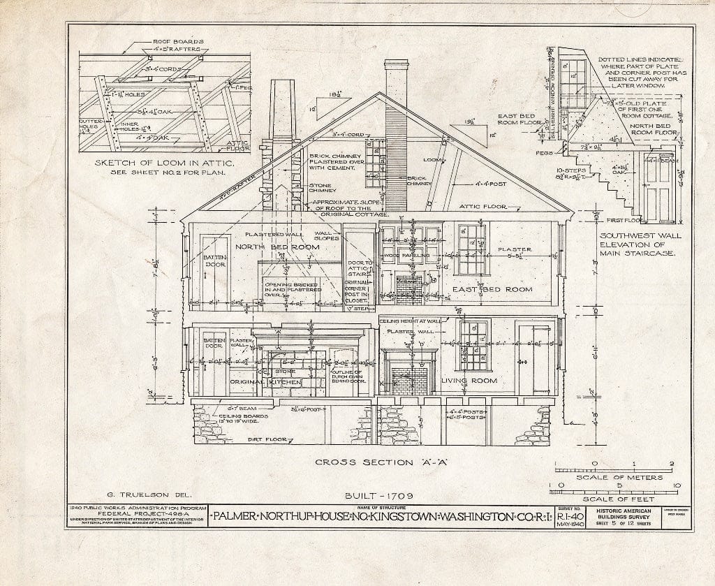 Blueprint HABS RI,5-KINGN,4- (Sheet 5 of 12) - Palmer Northrup House, 7919 Post Road (U.S. Route Alternate 1), Kingston, Washington County, RI