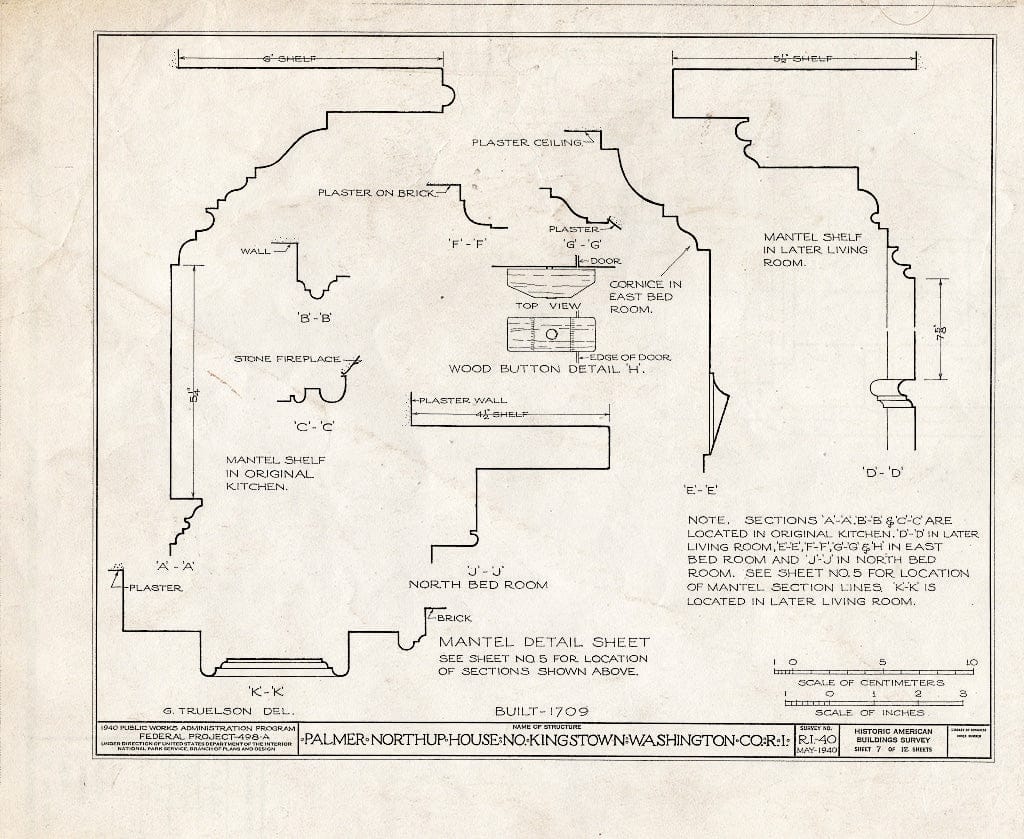 Blueprint HABS RI,5-KINGN,4- (Sheet 7 of 12) - Palmer Northrup House, 7919 Post Road (U.S. Route Alternate 1), Kingston, Washington County, RI