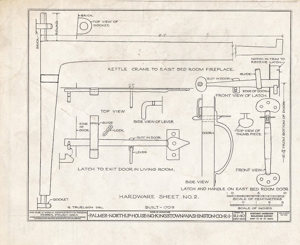 Blueprint HABS RI,5-KINGN,4- (Sheet 10 of 12) - Palmer Northrup House, 7919 Post Road (U.S. Route Alternate 1), Kingston, Washington County, RI