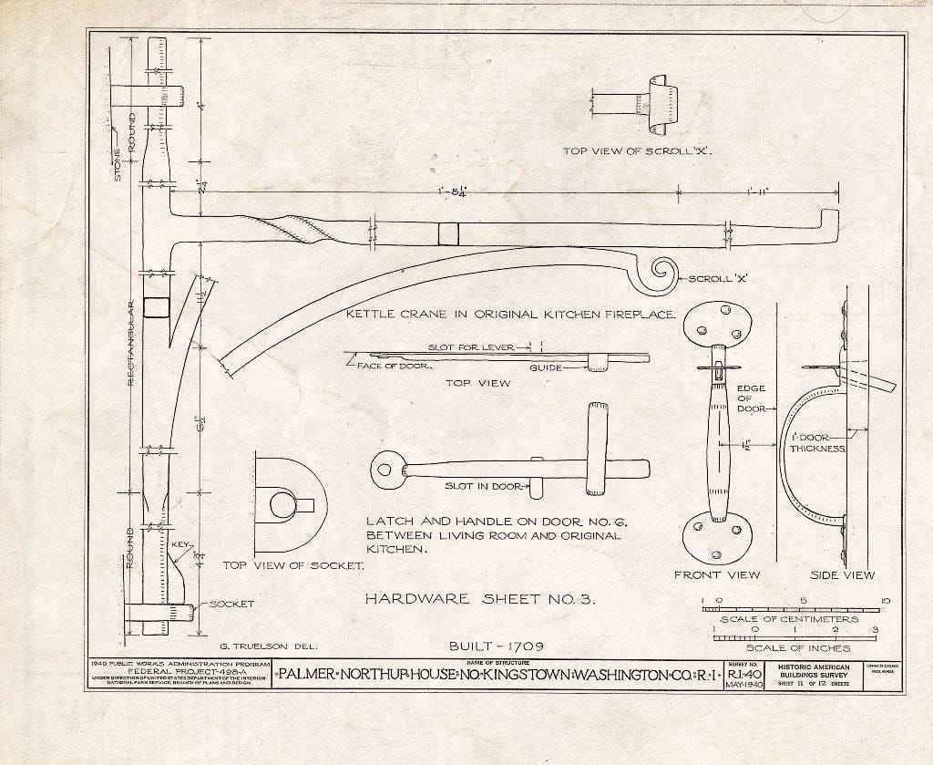 Blueprint HABS RI,5-KINGN,4- (Sheet 11 of 12) - Palmer Northrup House, 7919 Post Road (U.S. Route Alternate 1), Kingston, Washington County, RI