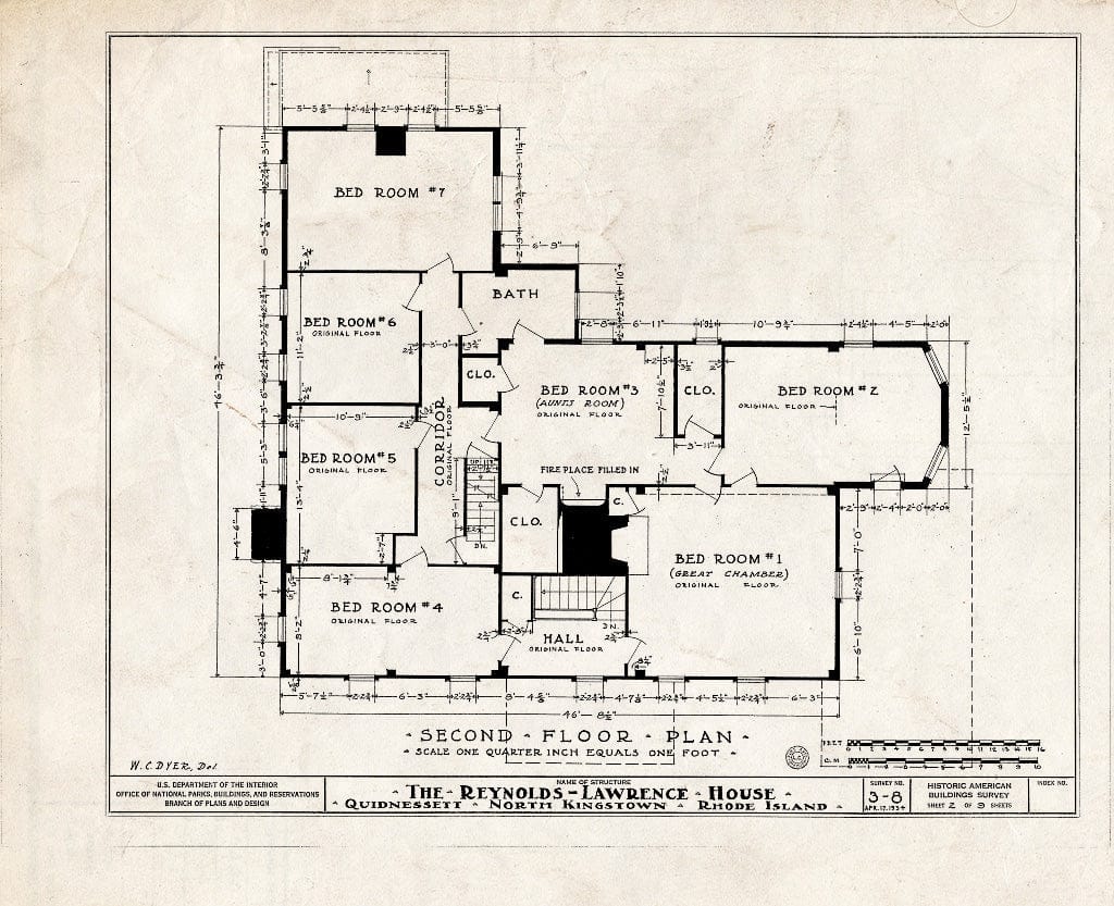 Blueprint HABS RI,5-KINGN,1- (Sheet 2 of 9) - Joseph Reynolds House, Forge Road, Kingston, Washington County, RI