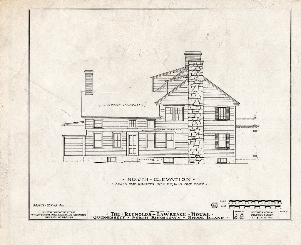 Blueprint HABS RI,5-KINGN,1- (Sheet 5 of 9) - Joseph Reynolds House, Forge Road, Kingston, Washington County, RI