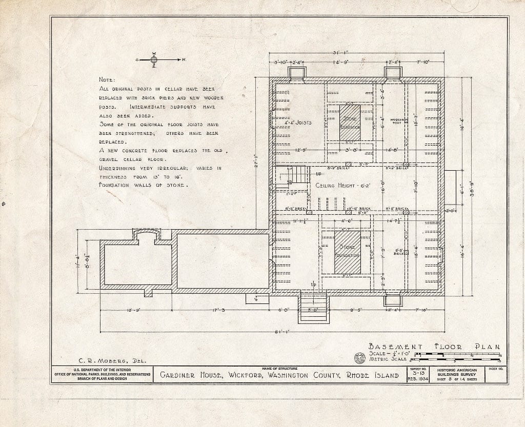 Blueprint HABS RI,5-Wick,5- (Sheet 5 of 14) - Immanuel Case House, 41 Main Street, Wickford, Washington County, RI