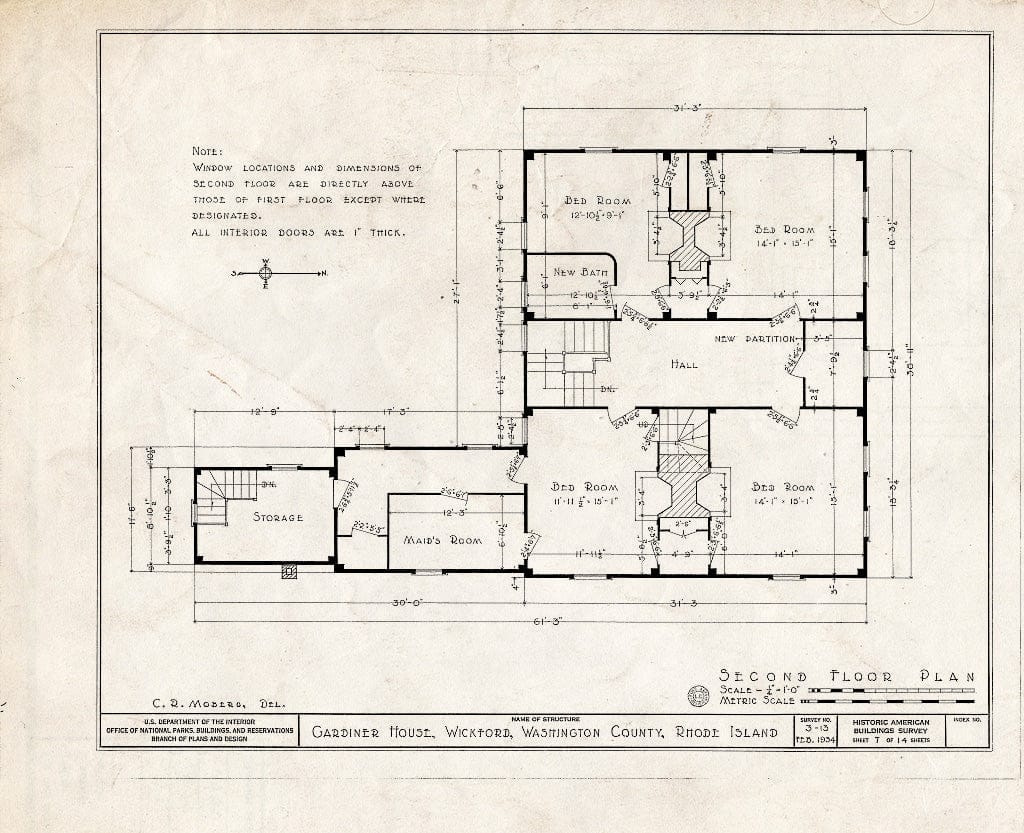 Blueprint HABS RI,5-Wick,5- (Sheet 7 of 14) - Immanuel Case House, 41 Main Street, Wickford, Washington County, RI