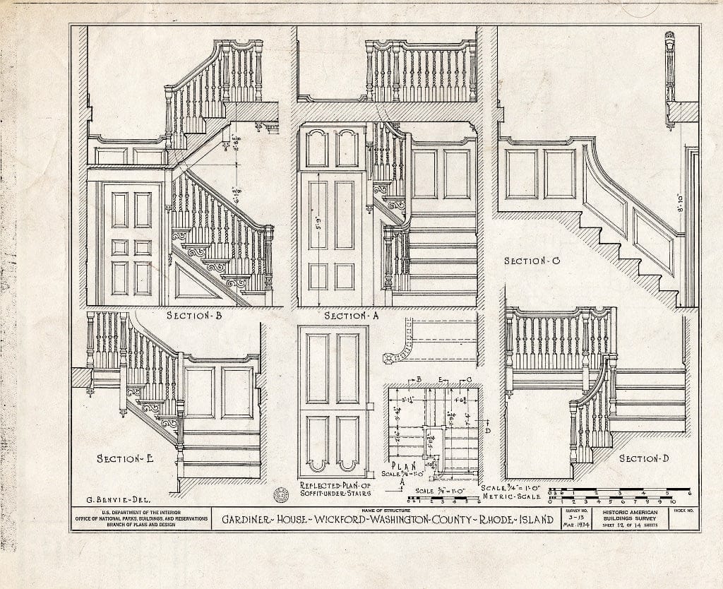 Blueprint HABS RI,5-Wick,5- (Sheet 12 of 14) - Immanuel Case House, 41 Main Street, Wickford, Washington County, RI