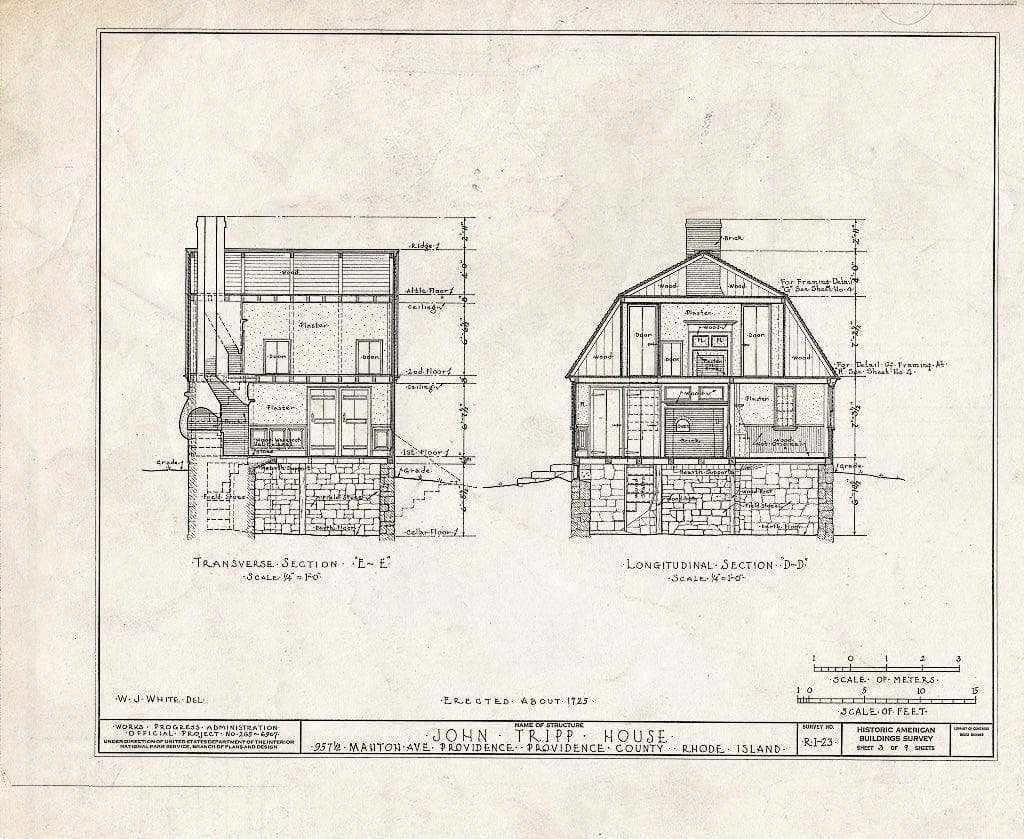 Blueprint HABS RI,4-MANT,2- (Sheet 3 of 9) - John Tripp House, (Moved from 953 1/2 Manton Avenue, Manton), Manton, Providence County, RI