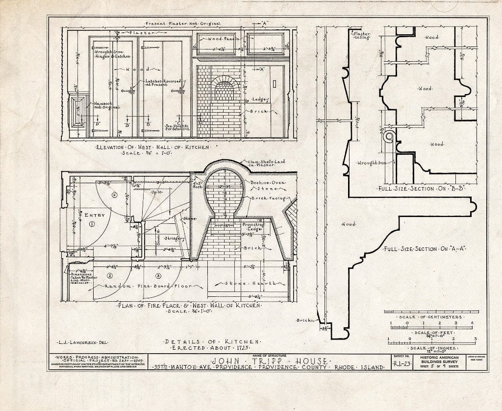 Blueprint HABS RI,4-MANT,2- (Sheet 5 of 9) - John Tripp House, (Moved from 953 1/2 Manton Avenue, Manton), Manton, Providence County, RI