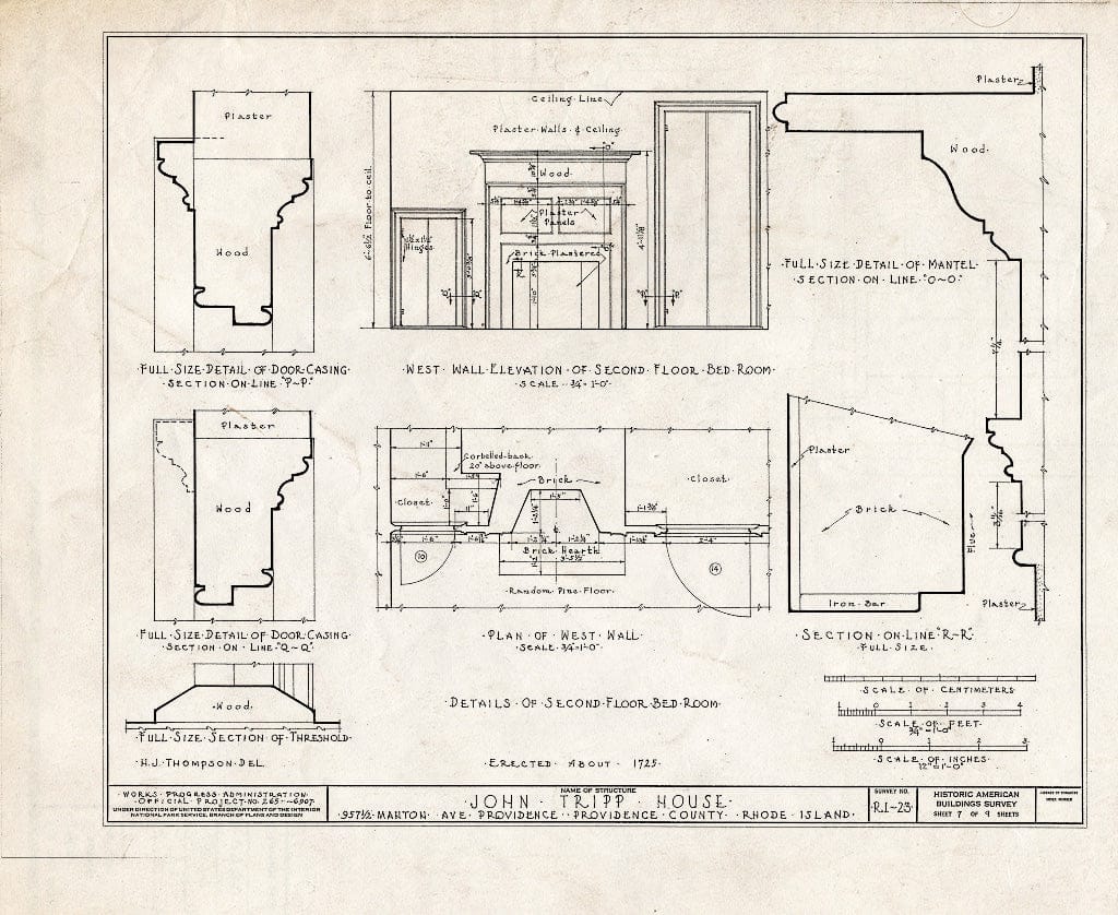 Blueprint HABS RI,4-MANT,2- (Sheet 7 of 9) - John Tripp House, (Moved from 953 1/2 Manton Avenue, Manton), Manton, Providence County, RI