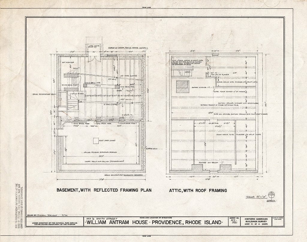 Blueprint HABS RI,4-PROV,16- (Sheet 2 of 6) - William Antram House, 953 1/2 Smith Street, Providence, Providence County, RI