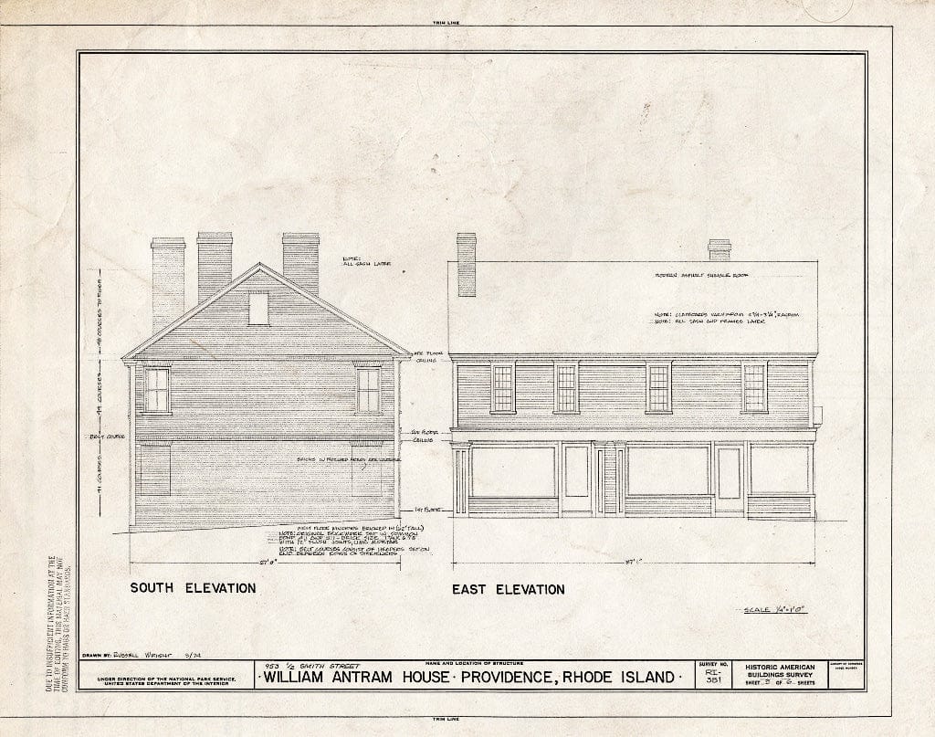 Blueprint HABS RI,4-PROV,16- (Sheet 3 of 6) - William Antram House, 953 1/2 Smith Street, Providence, Providence County, RI