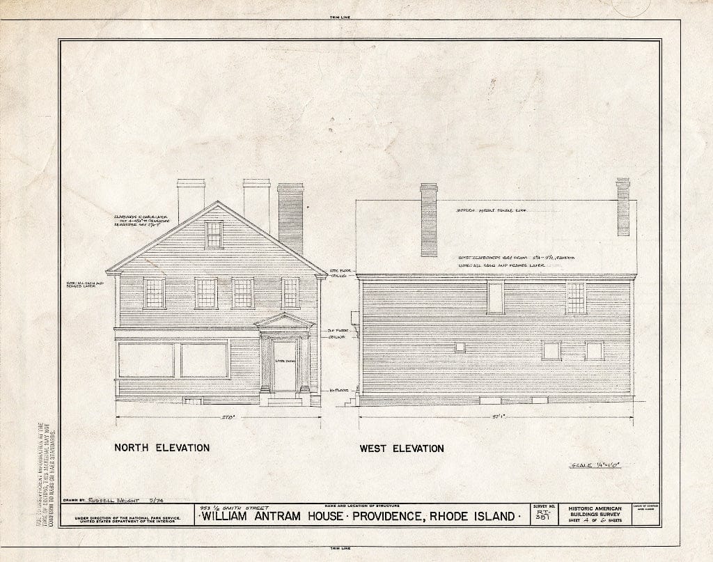 Blueprint HABS RI,4-PROV,16- (Sheet 4 of 6) - William Antram House, 953 1/2 Smith Street, Providence, Providence County, RI