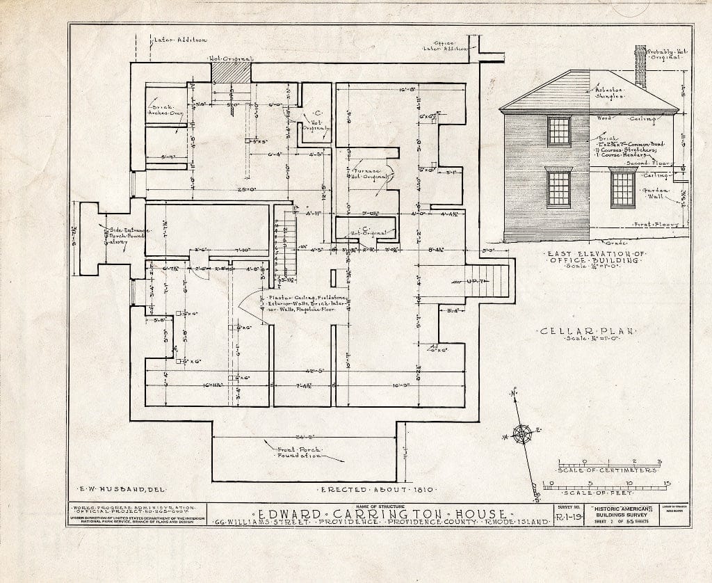 Blueprint HABS RI,4-PROV,25- (Sheet 1 of 55) - Edward Carrington House, 66 Williams Street, Providence, Providence County, RI