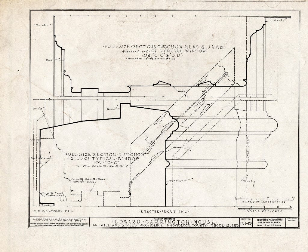 Blueprint HABS RI,4-PROV,25- (Sheet 15 of 55) - Edward Carrington House, 66 Williams Street, Providence, Providence County, RI