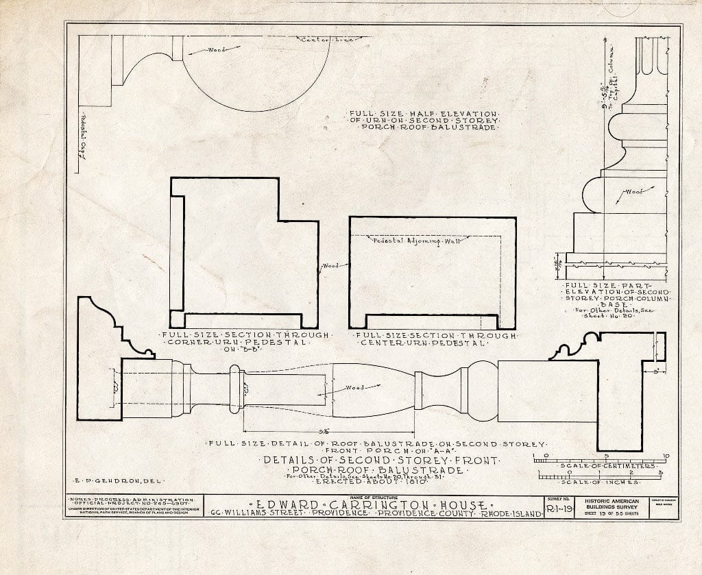 Blueprint HABS RI,4-PROV,25- (Sheet 19 of 55) - Edward Carrington House, 66 Williams Street, Providence, Providence County, RI