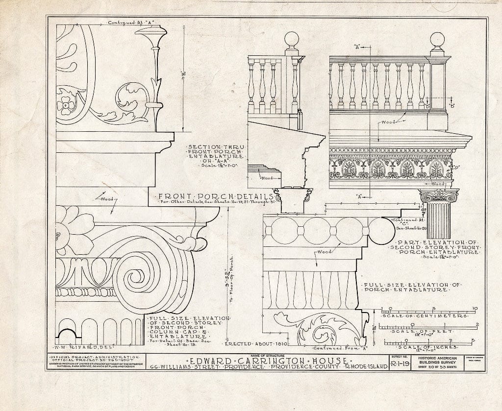 Blueprint HABS RI,4-PROV,25- (Sheet 20 of 55) - Edward Carrington House, 66 Williams Street, Providence, Providence County, RI