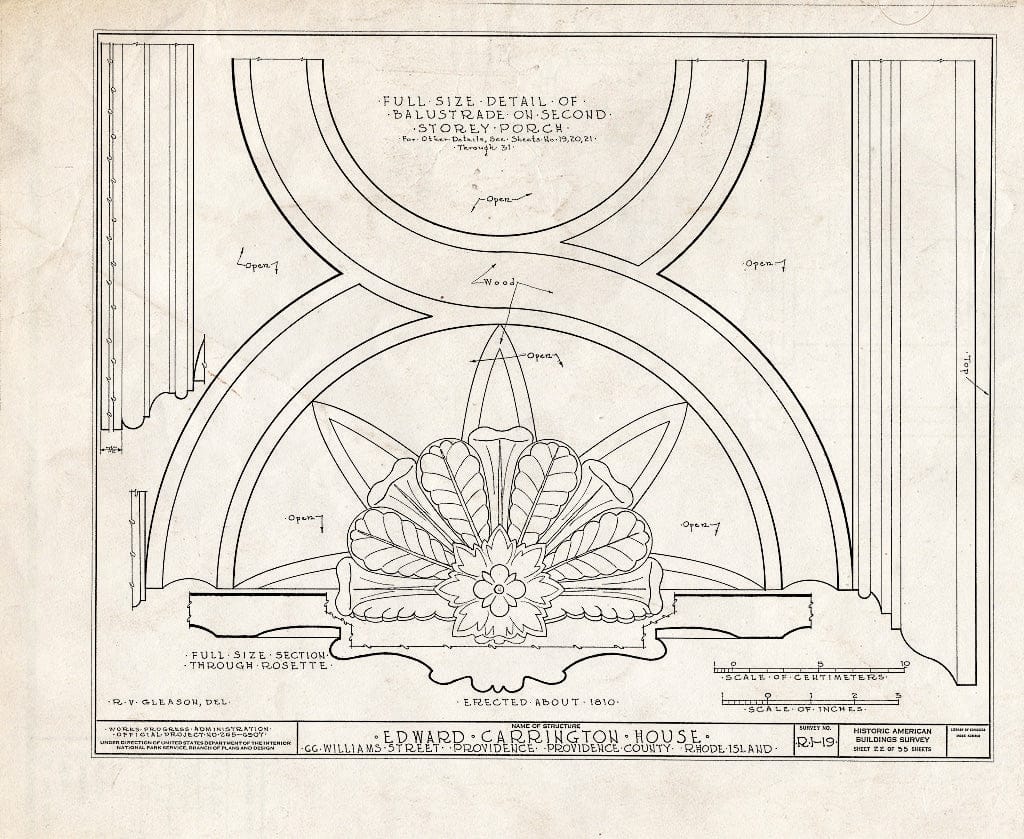 Blueprint HABS RI,4-PROV,25- (Sheet 22 of 55) - Edward Carrington House, 66 Williams Street, Providence, Providence County, RI