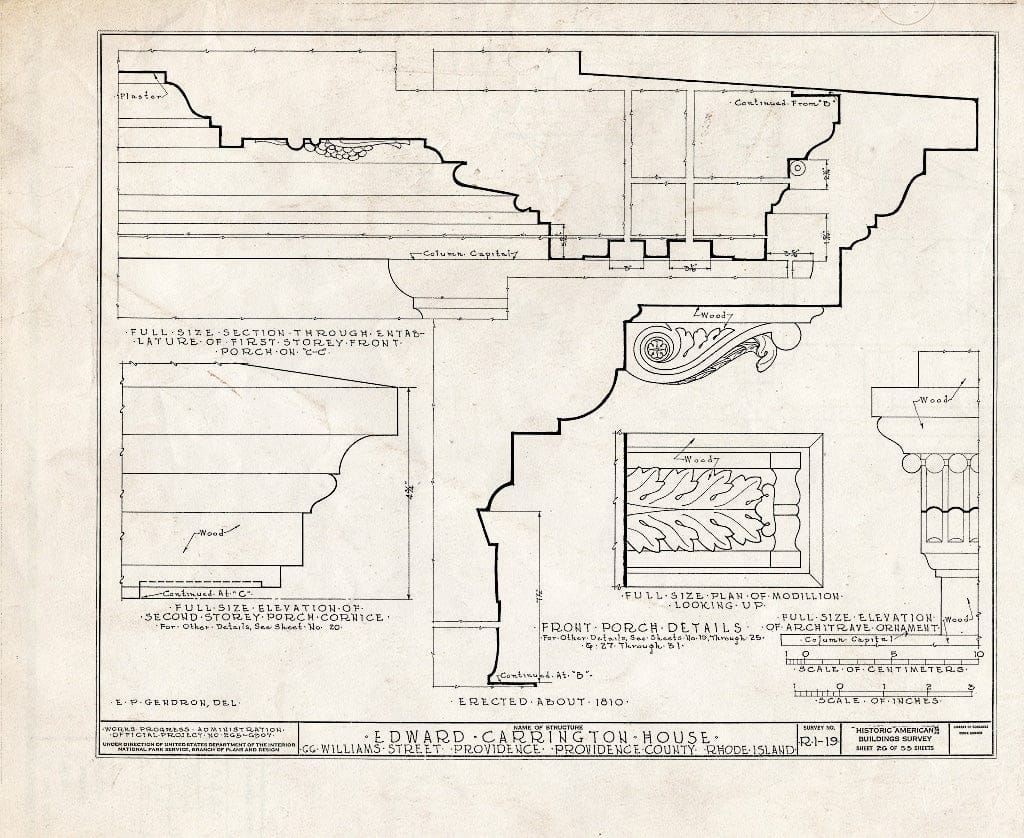 Blueprint HABS RI,4-PROV,25- (Sheet 26 of 55) - Edward Carrington House, 66 Williams Street, Providence, Providence County, RI
