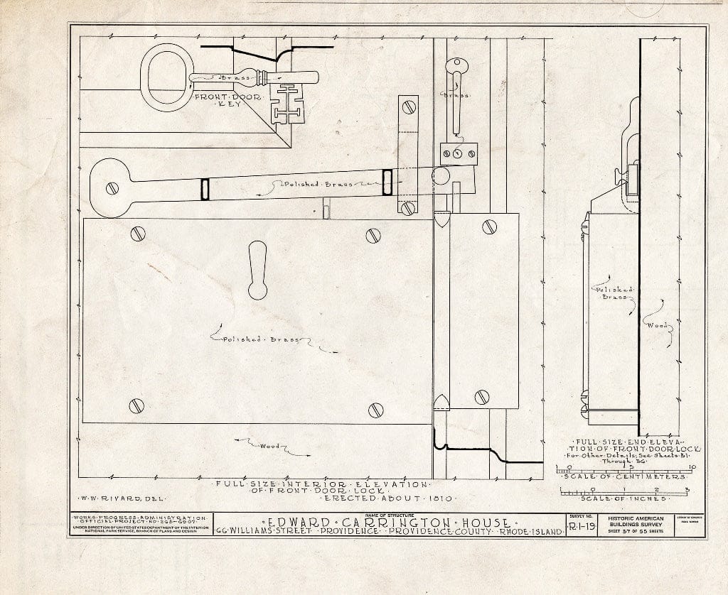 Blueprint HABS RI,4-PROV,25- (Sheet 37 of 55) - Edward Carrington House, 66 Williams Street, Providence, Providence County, RI