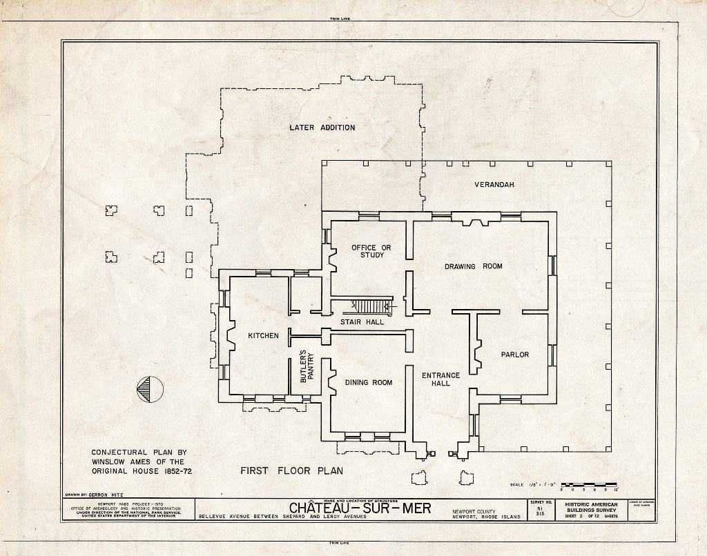 Blueprint HABS RI,3-NEWP,59- (Sheet 2 of 12) - Chateau-sur-Mer, Bellevue Avenue, Newport, Newport County, RI