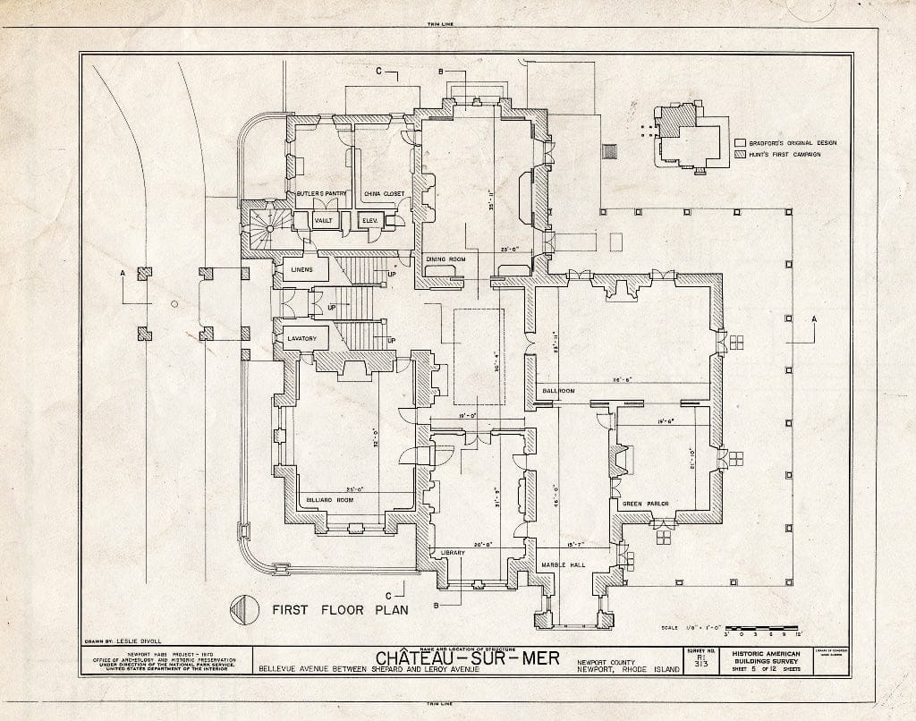 Blueprint HABS RI,3-NEWP,59- (Sheet 5 of 12) - Chateau-sur-Mer, Bellevue Avenue, Newport, Newport County, RI