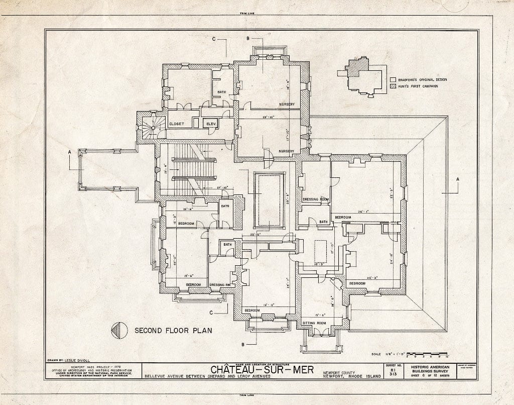 Blueprint HABS RI,3-NEWP,59- (Sheet 6 of 12) - Chateau-sur-Mer, Bellevue Avenue, Newport, Newport County, RI