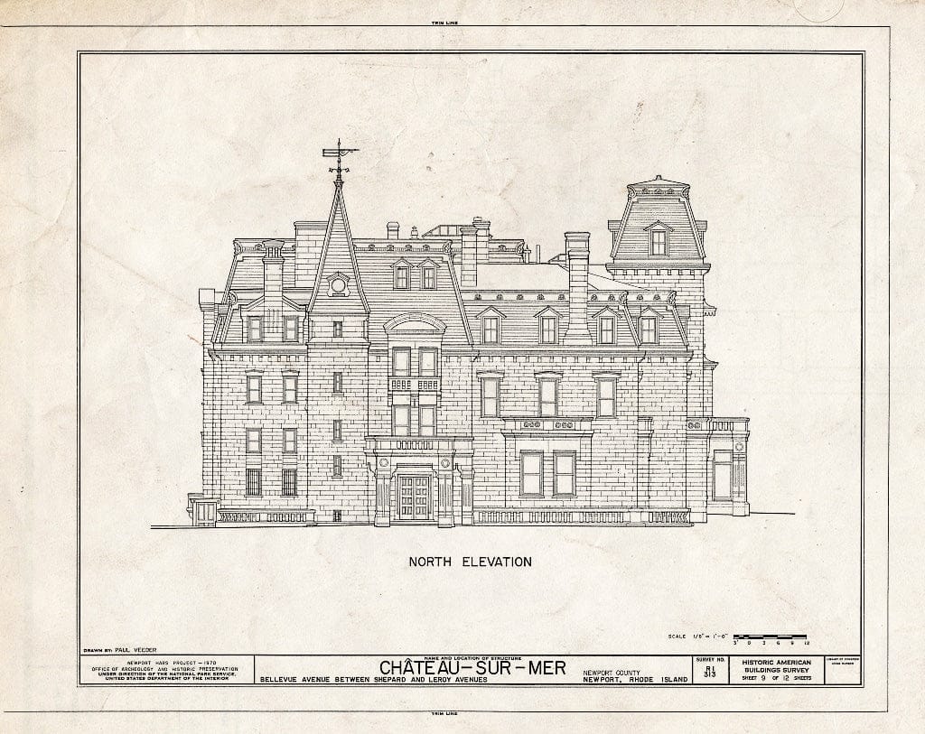Blueprint HABS RI,3-NEWP,59- (Sheet 9 of 12) - Chateau-sur-Mer, Bellevue Avenue, Newport, Newport County, RI