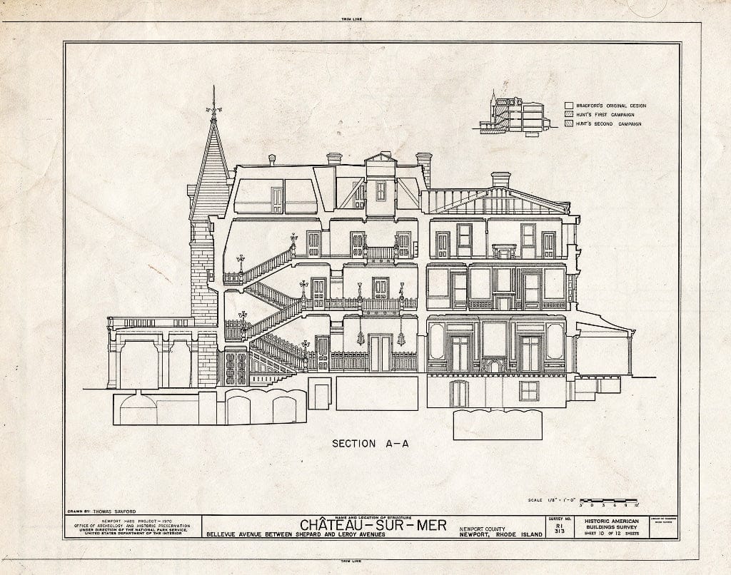Blueprint HABS RI,3-NEWP,59- (Sheet 10 of 12) - Chateau-sur-Mer, Bellevue Avenue, Newport, Newport County, RI