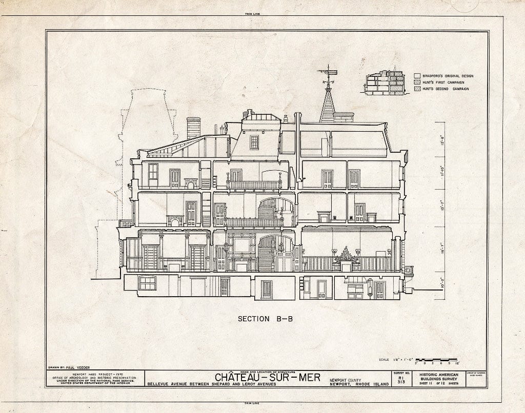 Blueprint HABS RI,3-NEWP,59- (Sheet 11 of 12) - Chateau-sur-Mer, Bellevue Avenue, Newport, Newport County, RI