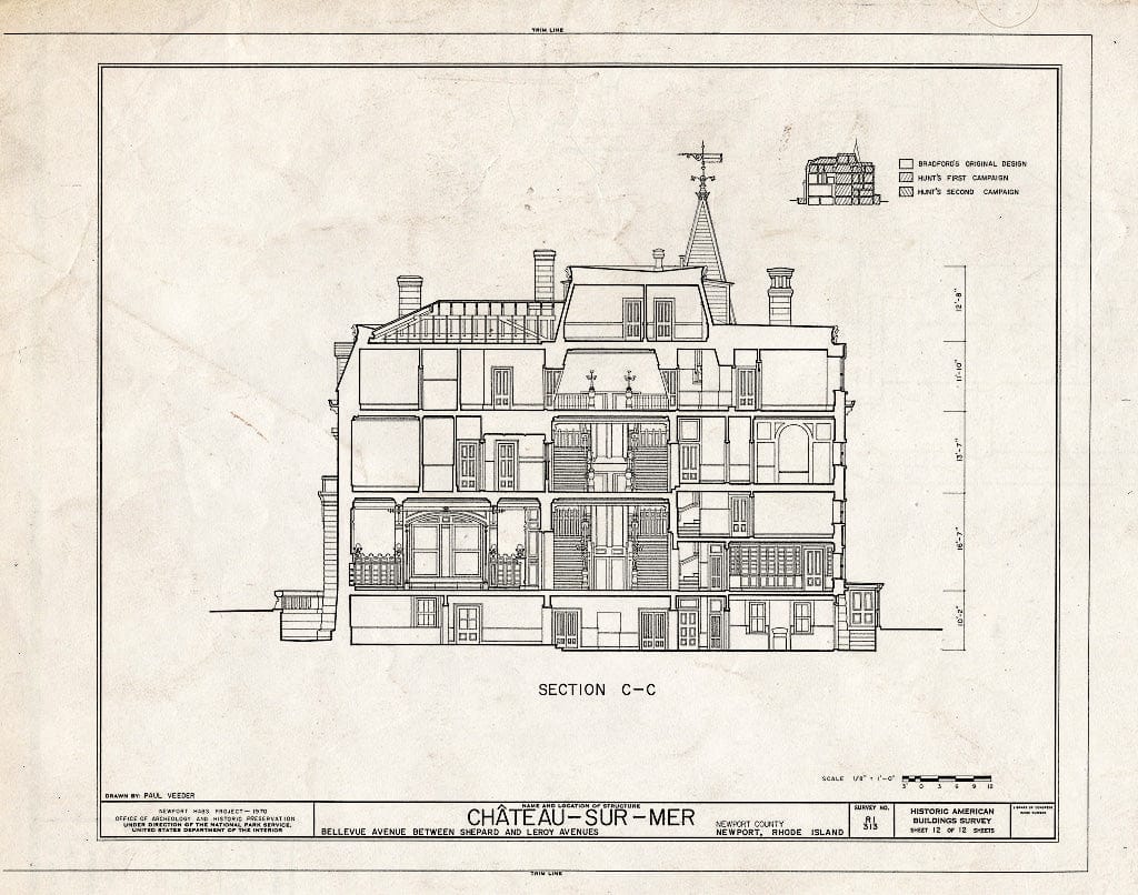 Blueprint HABS RI,3-NEWP,59- (Sheet 12 of 12) - Chateau-sur-Mer, Bellevue Avenue, Newport, Newport County, RI