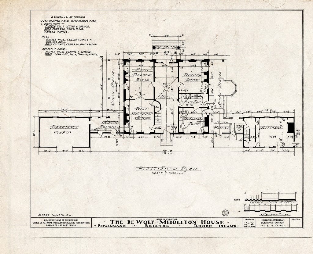 Blueprint HABS RI,1-BRIST,6- (Sheet 2 of 13) - DeWolf-Middleton House, Poppasquash Road, Bristol, Bristol County, RI