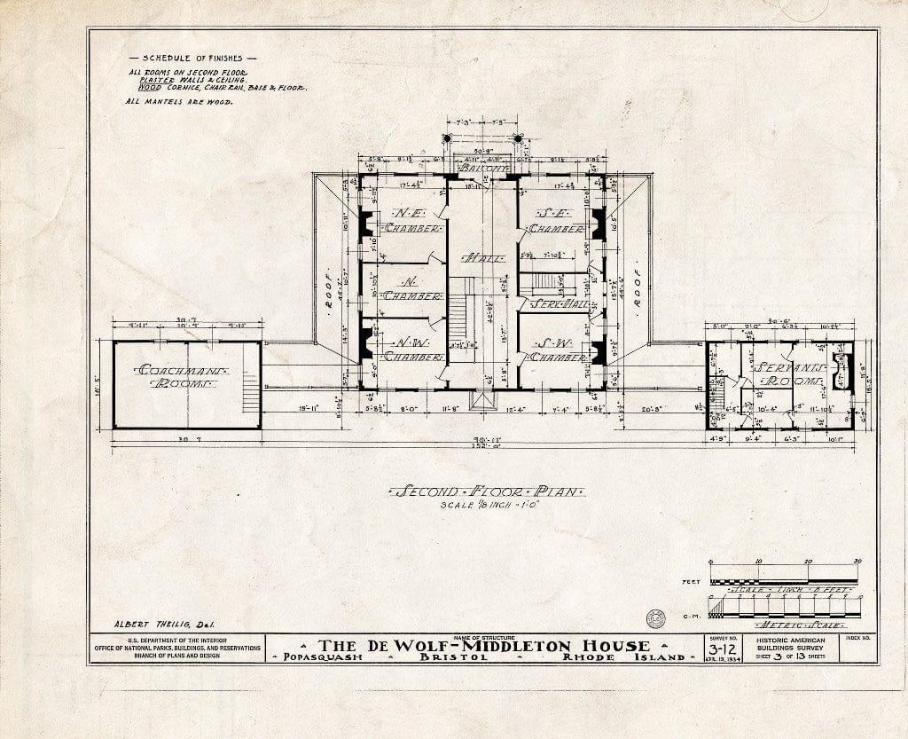 Blueprint HABS RI,1-BRIST,6- (Sheet 3 of 13) - DeWolf-Middleton House, Poppasquash Road, Bristol, Bristol County, RI