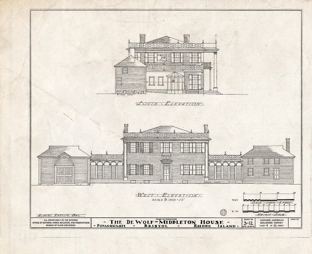 Blueprint HABS RI,1-BRIST,6- (Sheet 4 of 13) - DeWolf-Middleton House, Poppasquash Road, Bristol, Bristol County, RI