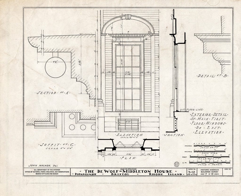 Blueprint HABS RI,1-BRIST,6- (Sheet 7 of 13) - DeWolf-Middleton House, Poppasquash Road, Bristol, Bristol County, RI