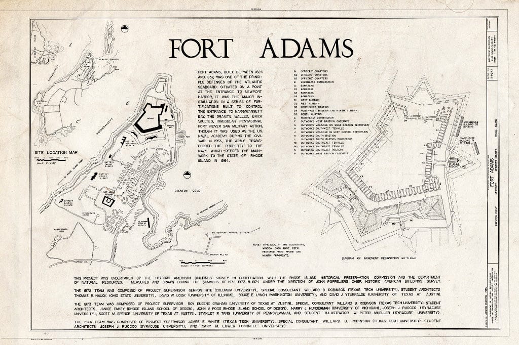 Blueprint HABS RI,3-NEWP,54- (Sheet 1 of 45) - Fort Adams, Newport Neck, Newport, Newport County, RI