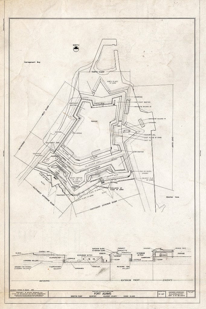 Blueprint HABS RI,3-NEWP,54- (Sheet 2 of 45) - Fort Adams, Newport Neck, Newport, Newport County, RI