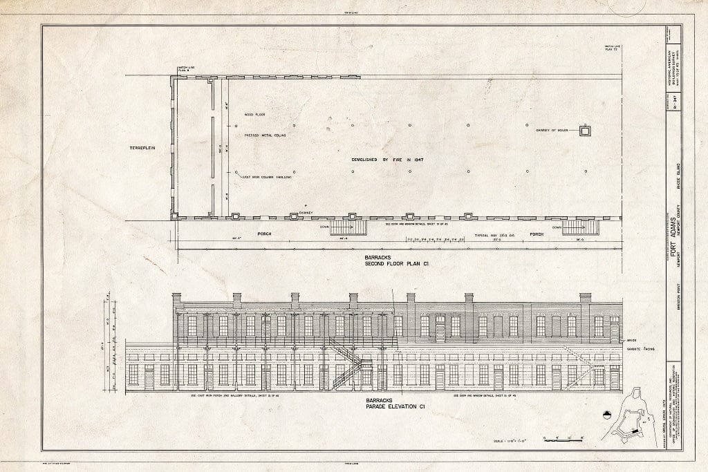 Blueprint HABS RI,3-NEWP,54- (Sheet 15 of 45) - Fort Adams, Newport Neck, Newport, Newport County, RI