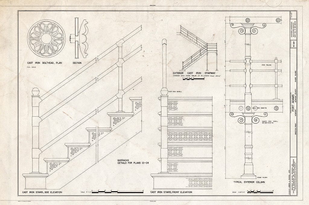 Blueprint HABS RI,3-NEWP,54- (Sheet 22 of 45) - Fort Adams, Newport Neck, Newport, Newport County, RI
